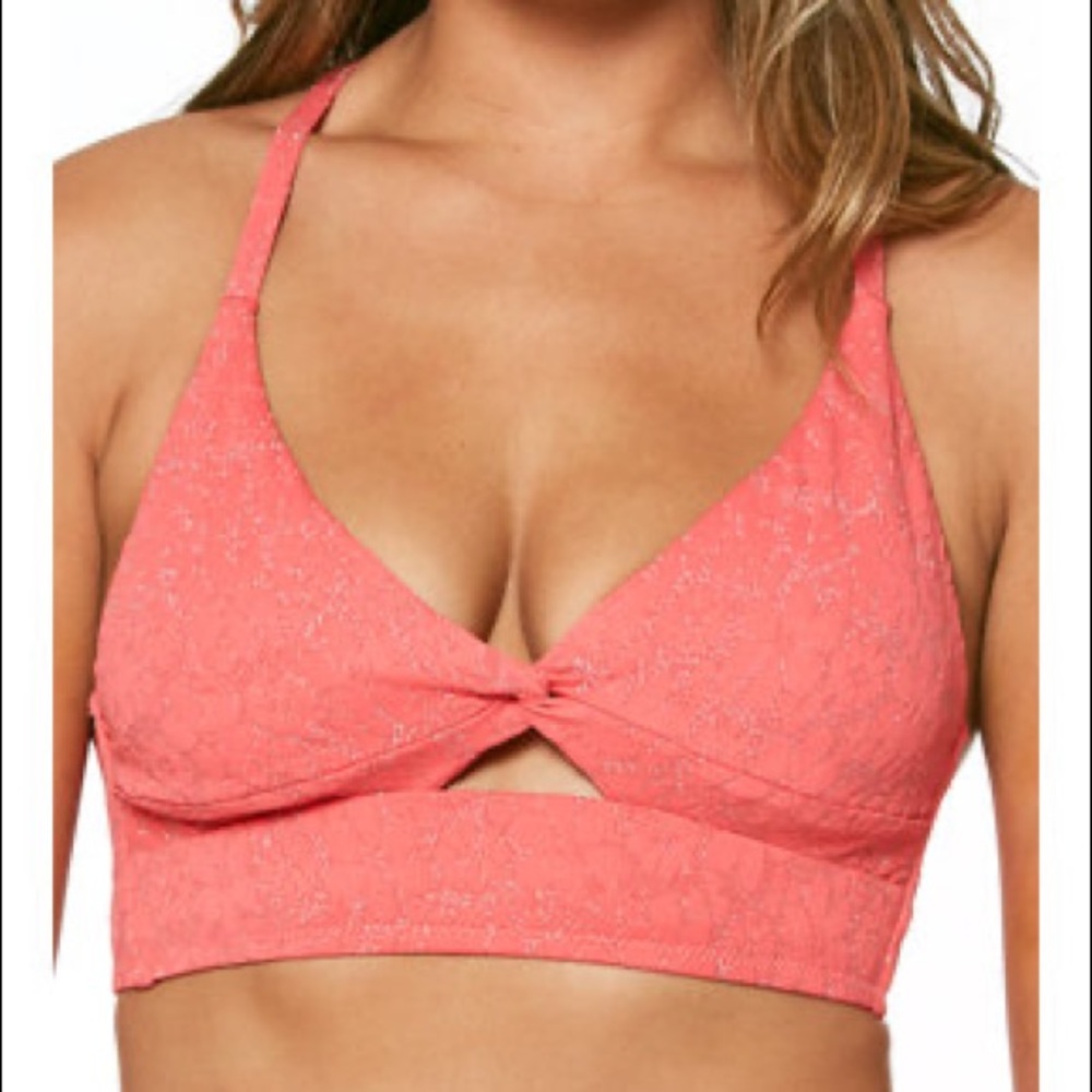 Jessica Simpson Flower Power Twist Front Swim Top mandarin